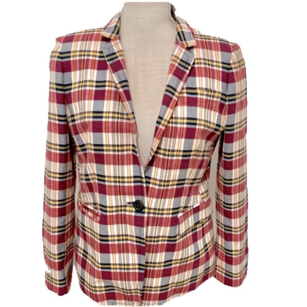 J Crew Regent Blazer - Vintage Plaid Print 8P - Picture 2 of 10